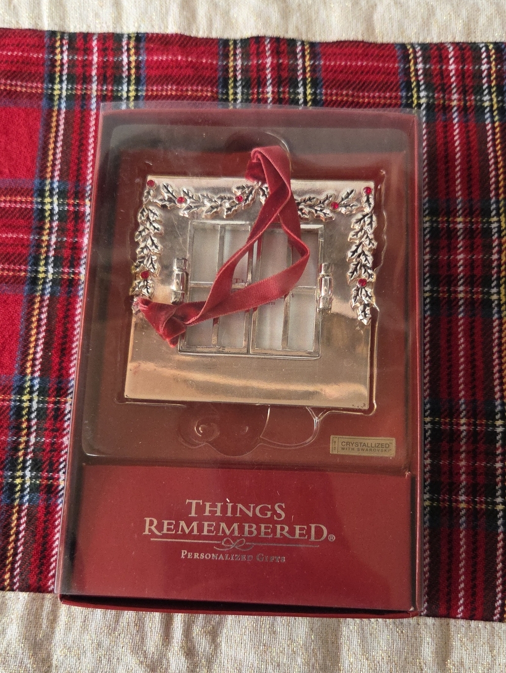 Things Remembered Silver Frame with Red Ribbon and Holly Accents